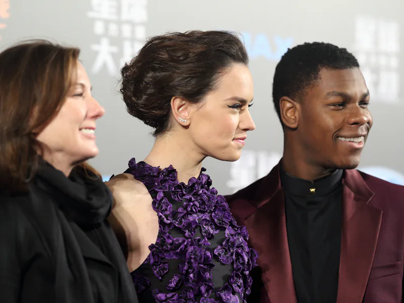 SHANGHAI, CHINA - DECEMBER 27: (CHINA OUT) (L - R) Producer Kathleen Kennedy, actress Daisy Ridley ...