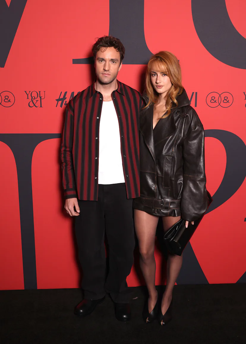 LONDON, ENGLAND - SEPTEMBER 17: Jackson White and Grace Van Patten attend the H&M show during London...