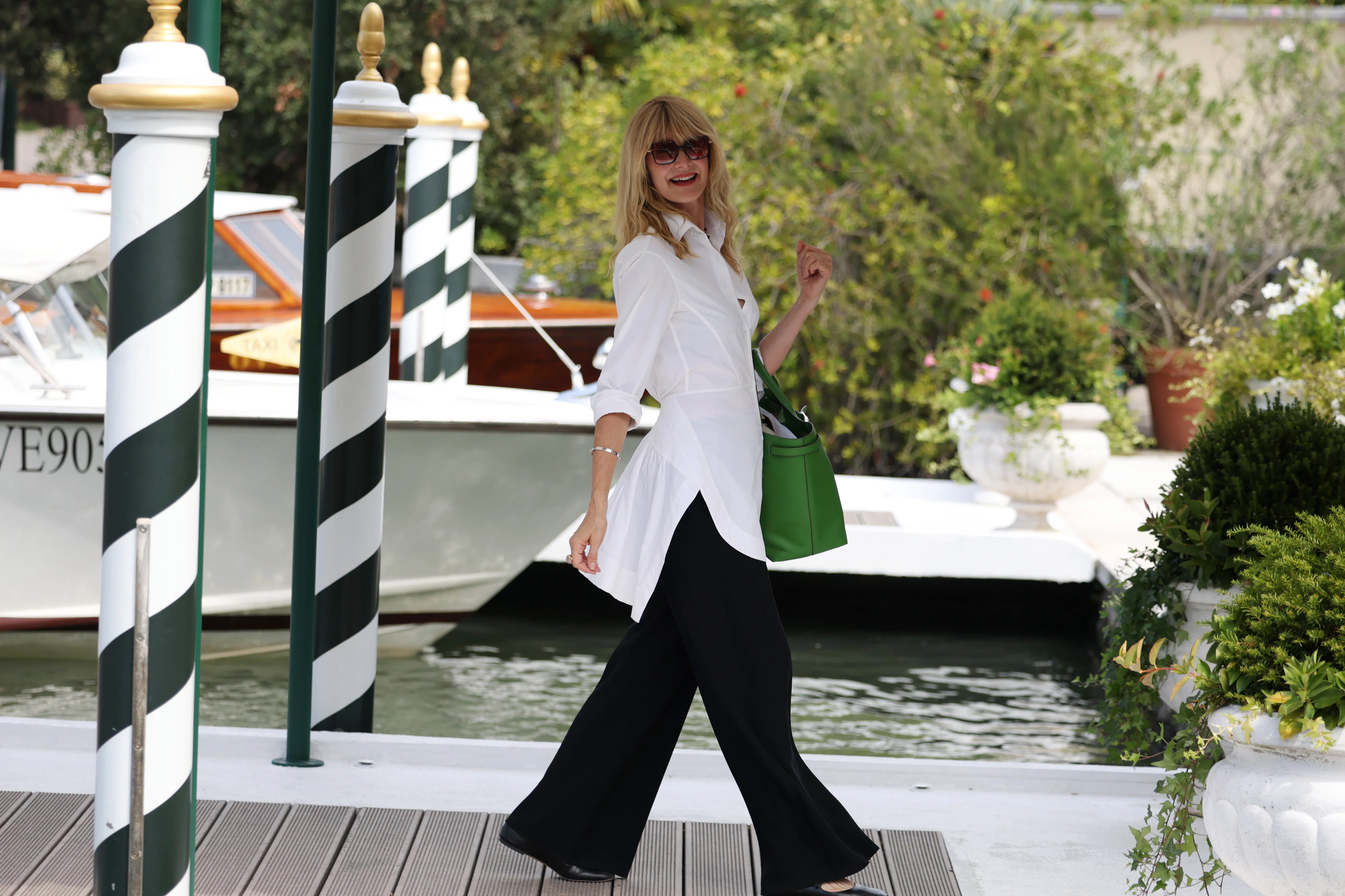 VENICE, ITALY - SEPTEMBER 02: Laura Dern arrives at the Hotel Excelsior Venice Lido pier during the ...