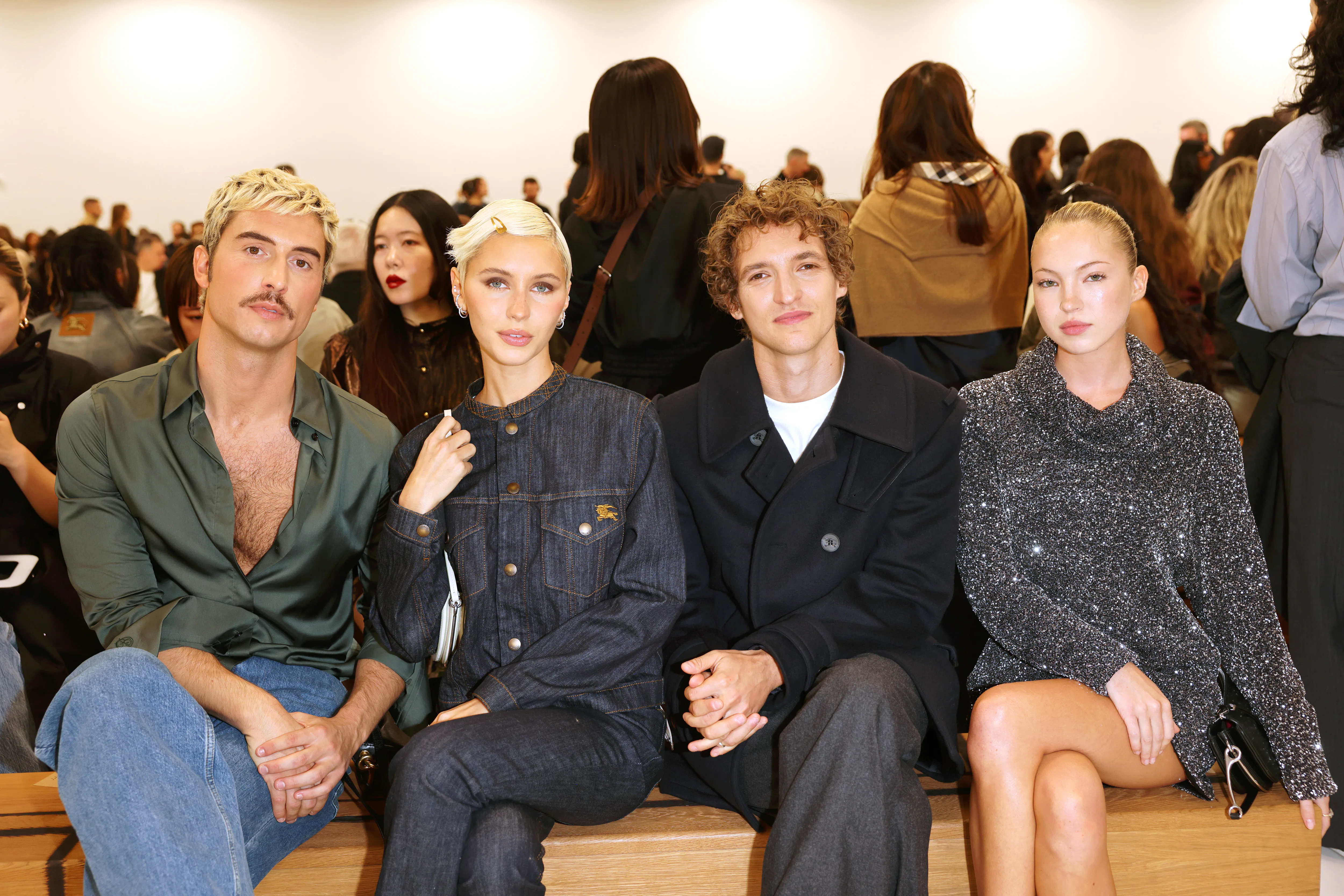 LONDON, ENGLAND - SEPTEMBER 21: (L to R) Benito Skinner, Iris Law, Aliocha Schneider and Lila Moss a...