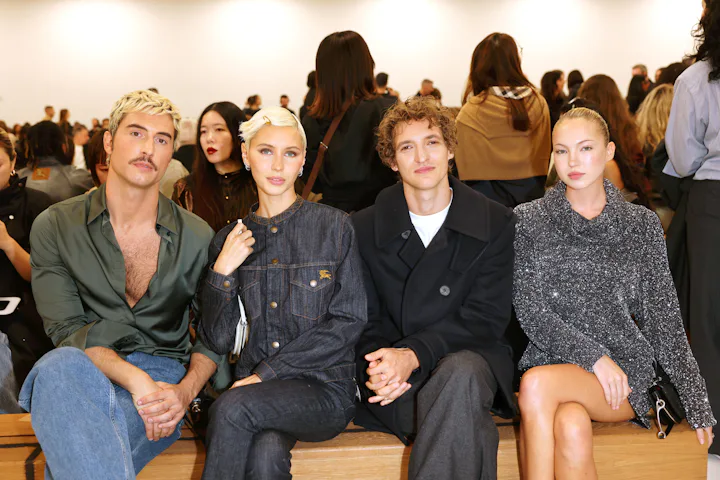 LONDON, ENGLAND - SEPTEMBER 21: (L to R) Benito Skinner, Iris Law, Aliocha Schneider and Lila Moss a...
