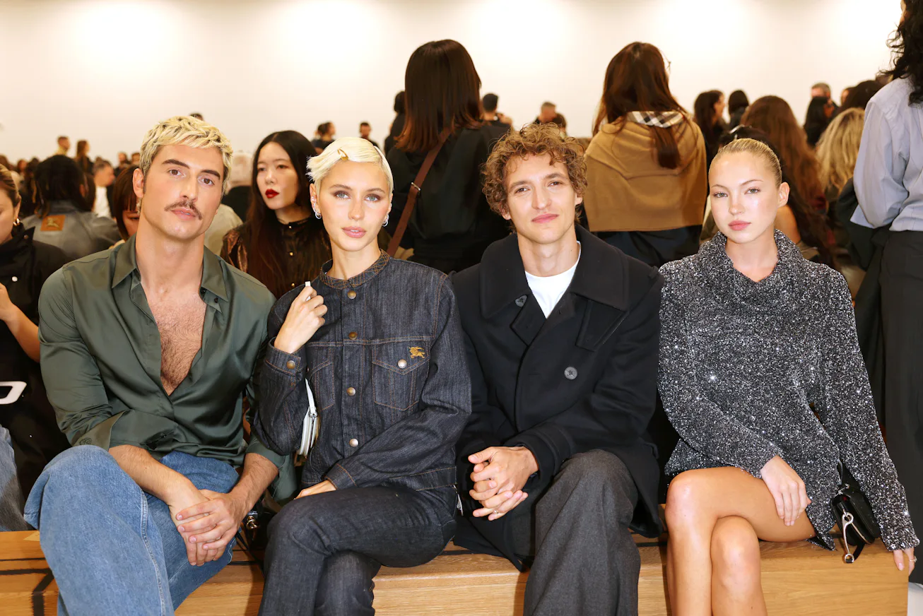 LONDON, ENGLAND - SEPTEMBER 21: (L to R) Benito Skinner, Iris Law, Aliocha Schneider and Lila Moss a...