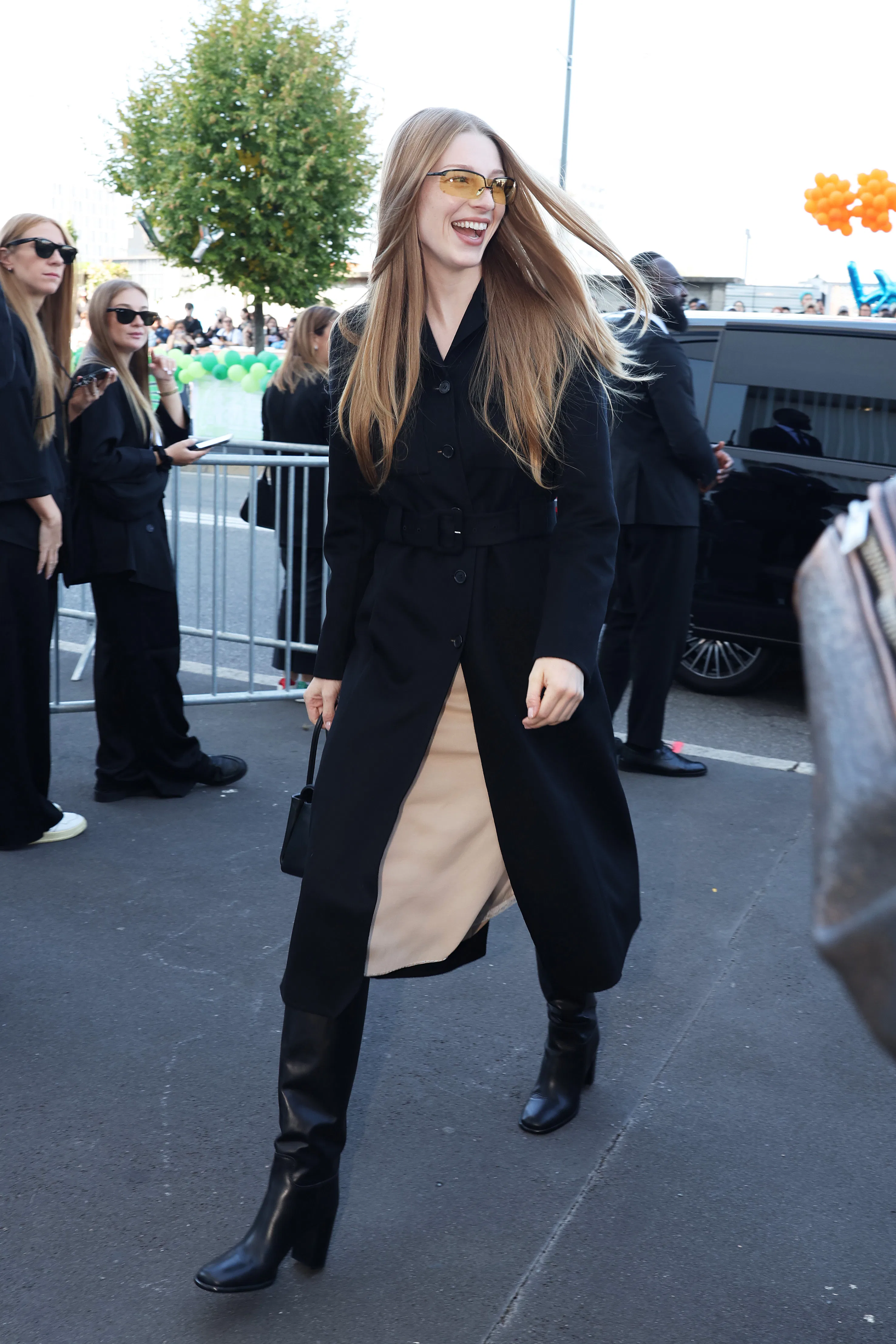 MILAN, ITALY - SEPTEMBER 22: Hunter Schafer attends the Prada fashion show during the Milan Fashion ...
