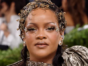 NEW YORK, NEW YORK - MAY 04: Rihanna attends the 2026 Met Gala celebrating "Costume Art" at Metropol...