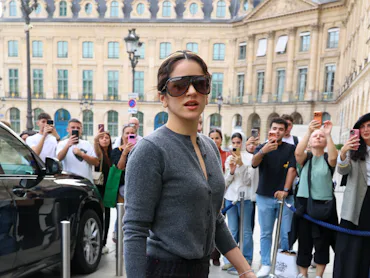 PARIS, FRANCE - SEPTEMBER 28: Rosalia is seen coming out of the Rtiz Hotel during Day One of Paris F...
