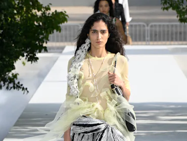 Model on the runway at the Christian Dior fashion show as a part of RTW Spring/Summer 2027 fashion w...
