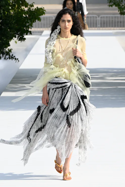 Model on the runway at the Christian Dior fashion show as a part of RTW Spring/Summer 2027 fashion w...