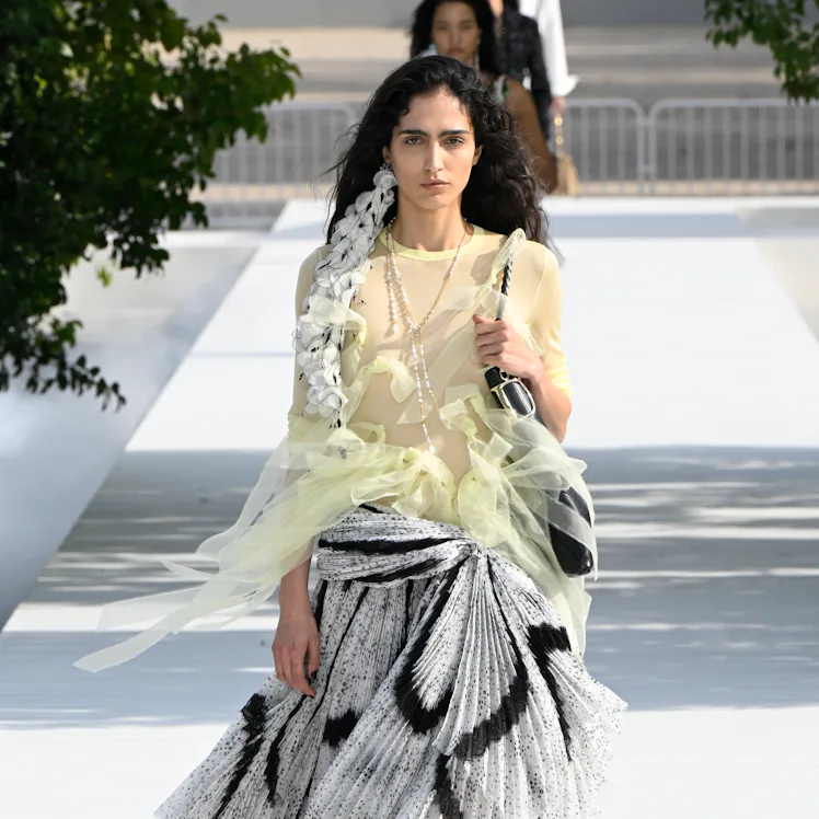 Model on the runway at the Christian Dior fashion show as a part of RTW Spring/Summer 2027 fashion w...