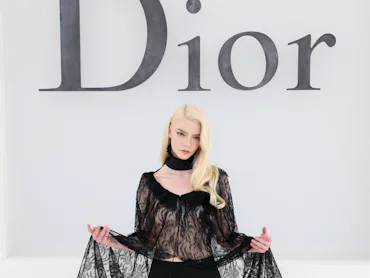 British-US actress Anya Taylor-Joy poses for a photocall ahead of the Christian Dior Women's Spring/...
