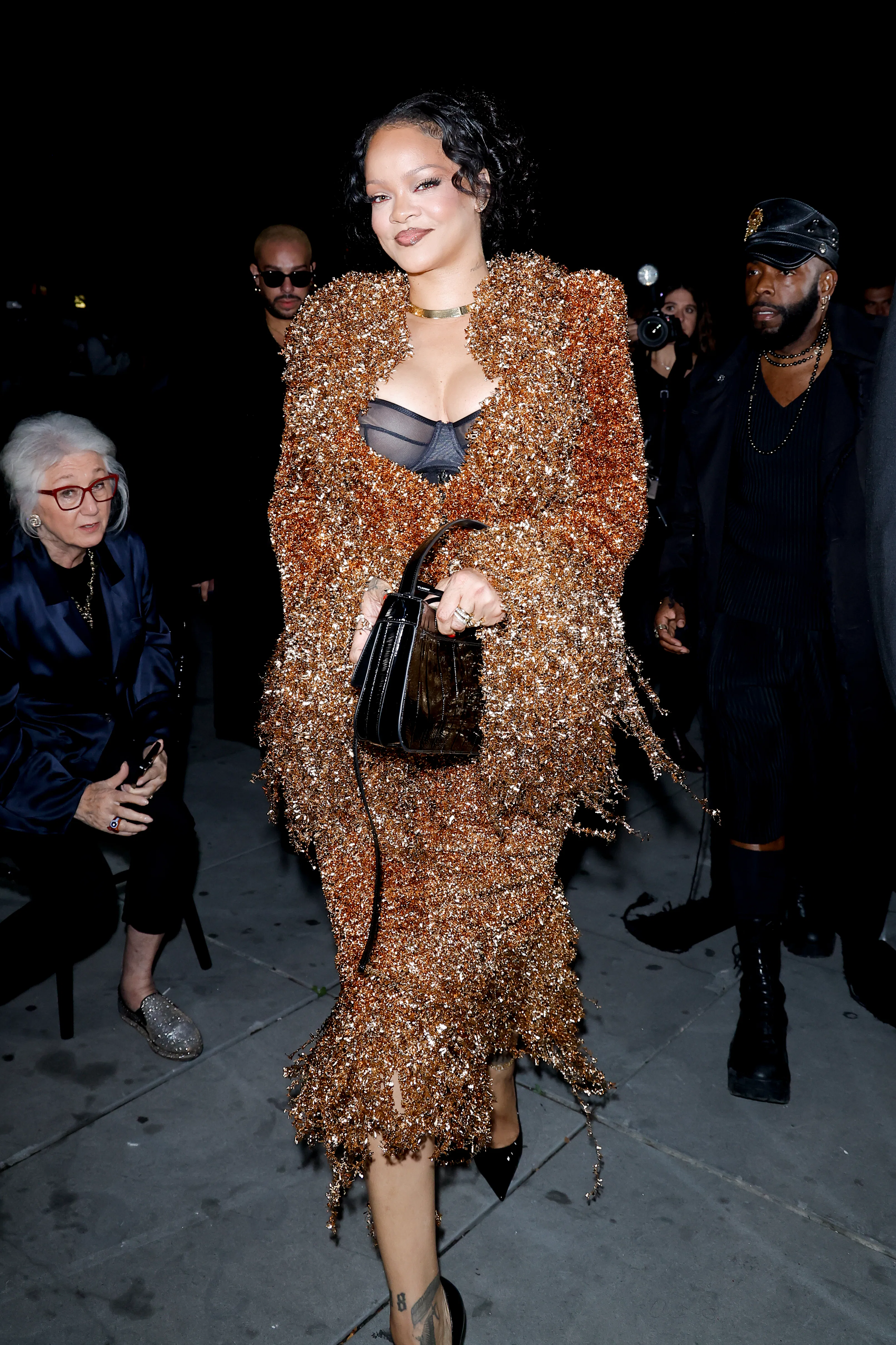 Rihanna at the Matières Fécales fashion show as a part of RTW Spring/Summer 2027 held at Place de la...