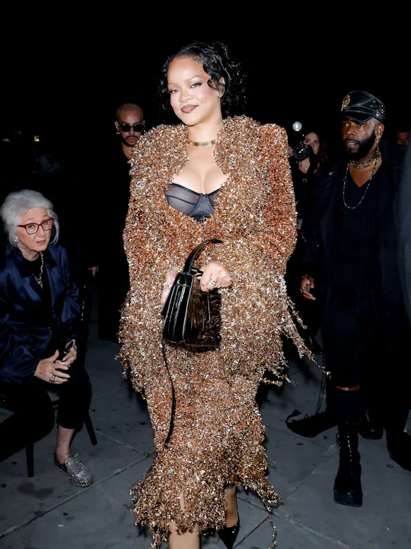 Rihanna at the Matières Fécales fashion show as a part of RTW Spring/Summer 2027 held at Place de la...