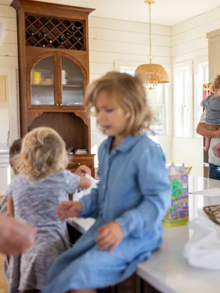 Multigenerational young family time in the kitchen