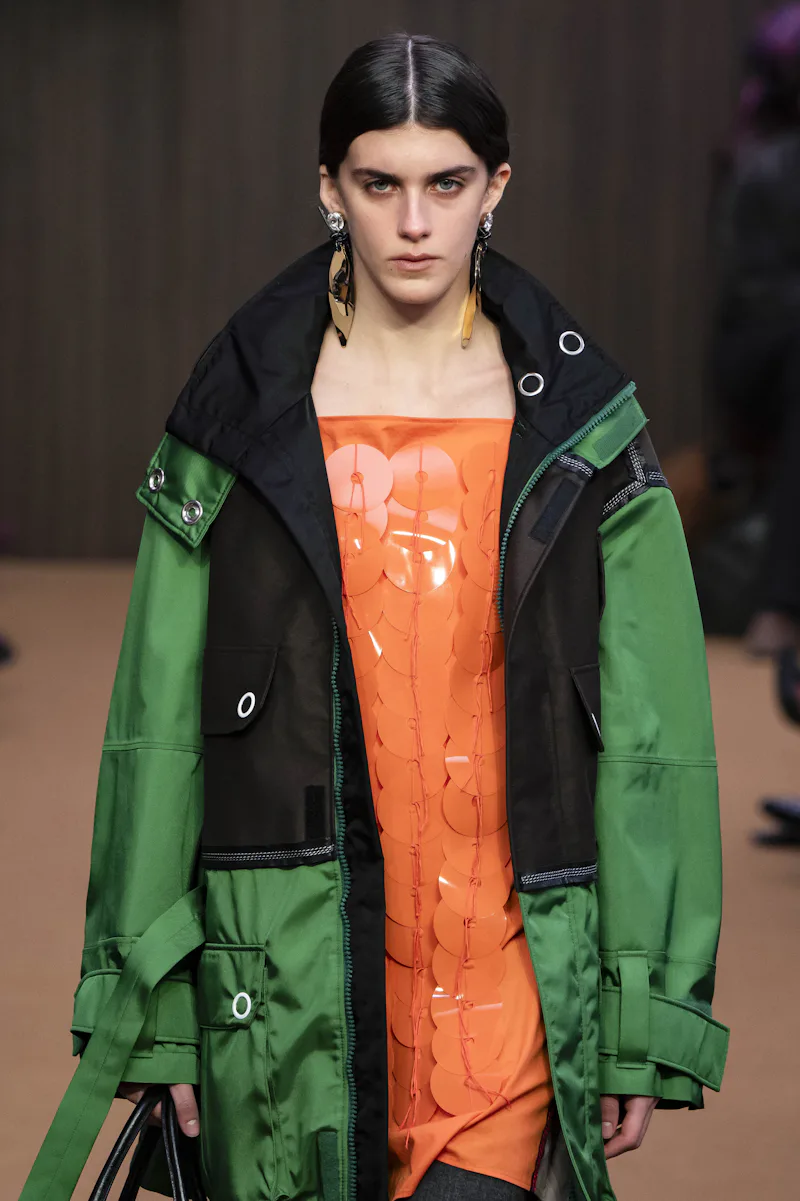 MILAN, ITALY - FEBRUARY 26: A model walks the runway at the Marni Ready to Wear Fall/Winter 2026/202...