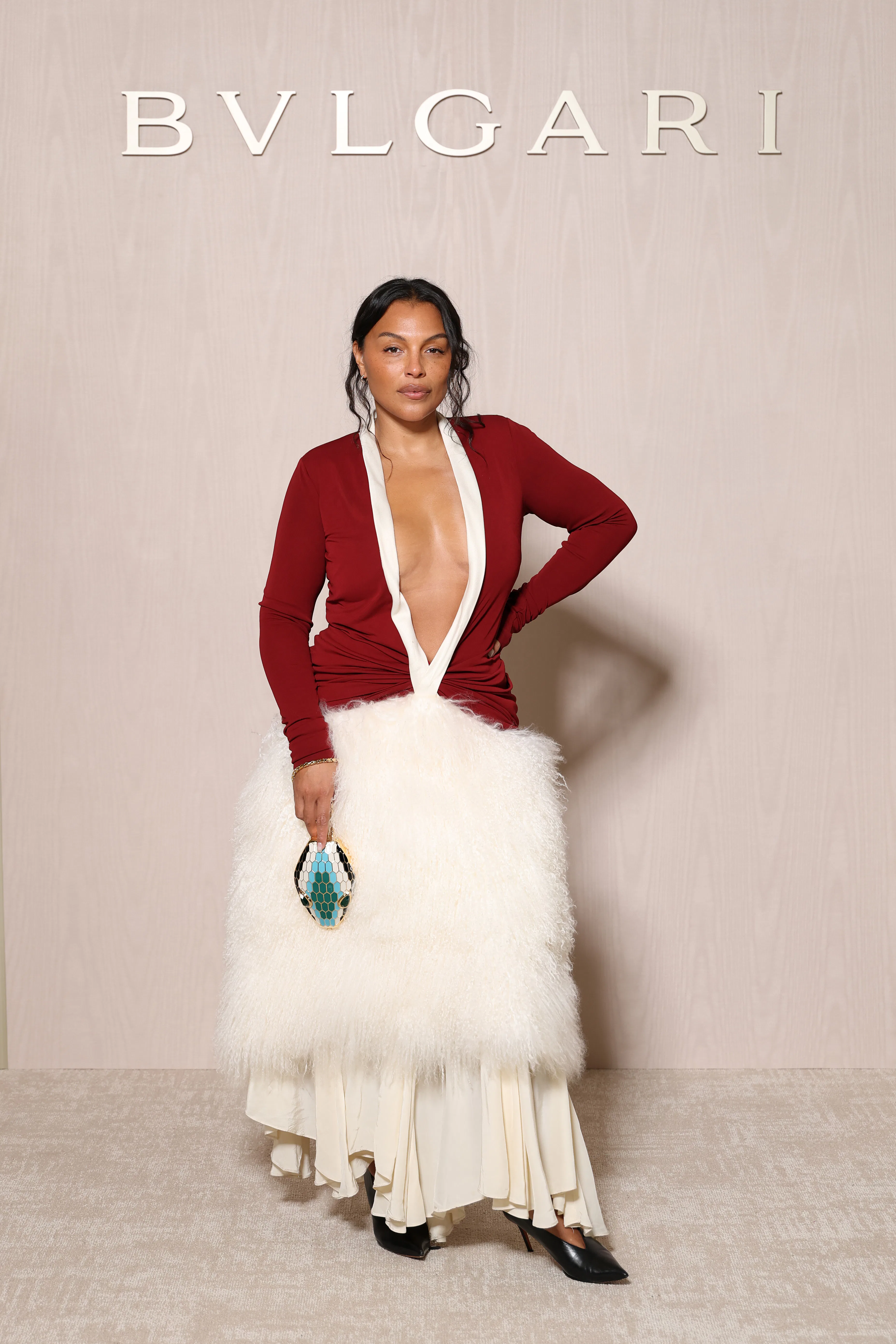 PARIS, FRANCE - JANUARY 26: Paloma Elsesser attends BVLGARI ICONS Minaudière Collection as part of t...