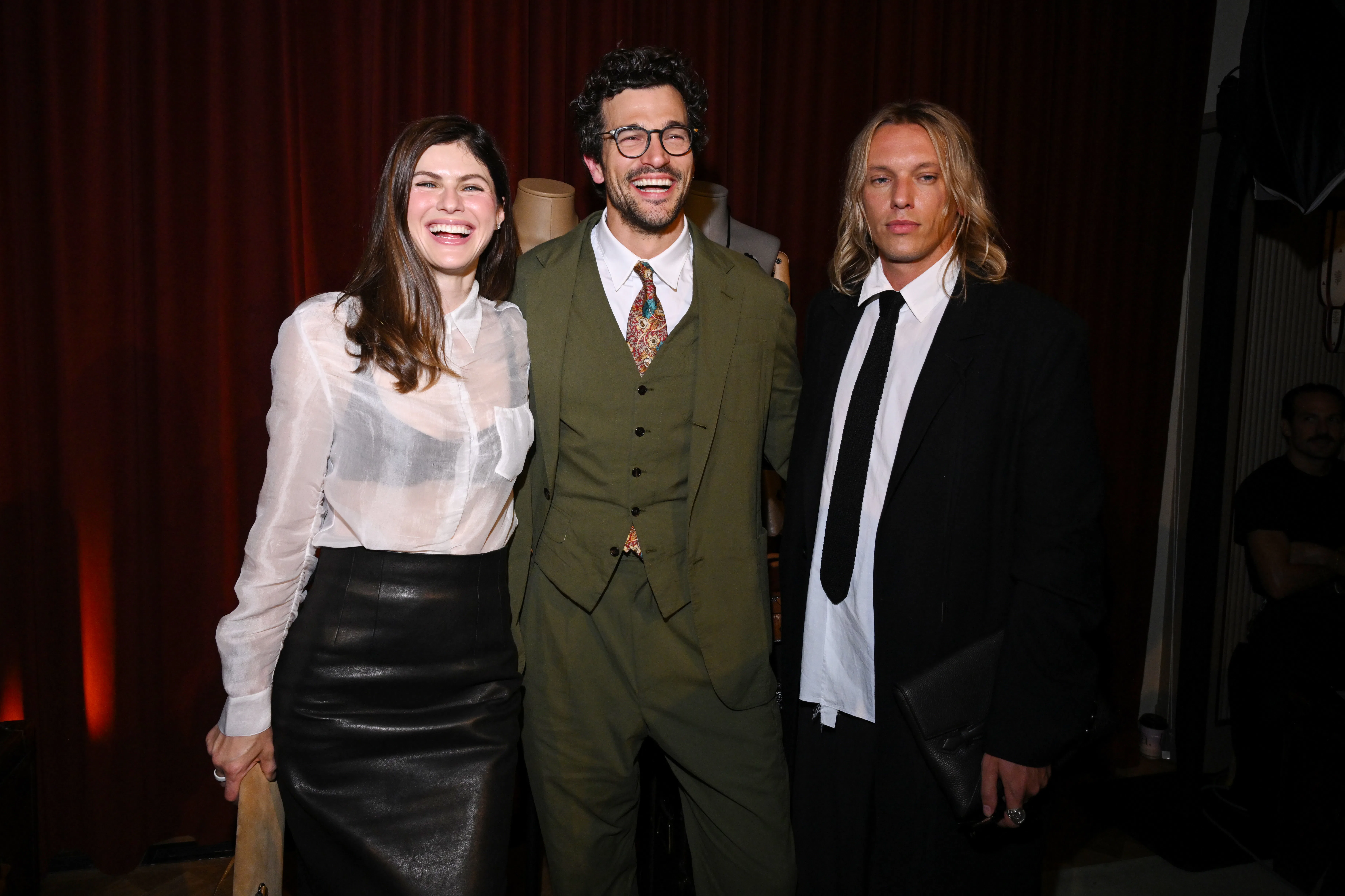 Alexandra Daddario, Paul Anthony Kelly and Jamie Campbell Bower at the Montblanc 100 Years of Leathe...