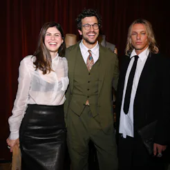 Alexandra Daddario, Paul Anthony Kelly and Jamie Campbell Bower at the Montblanc 100 Years of Leathe...