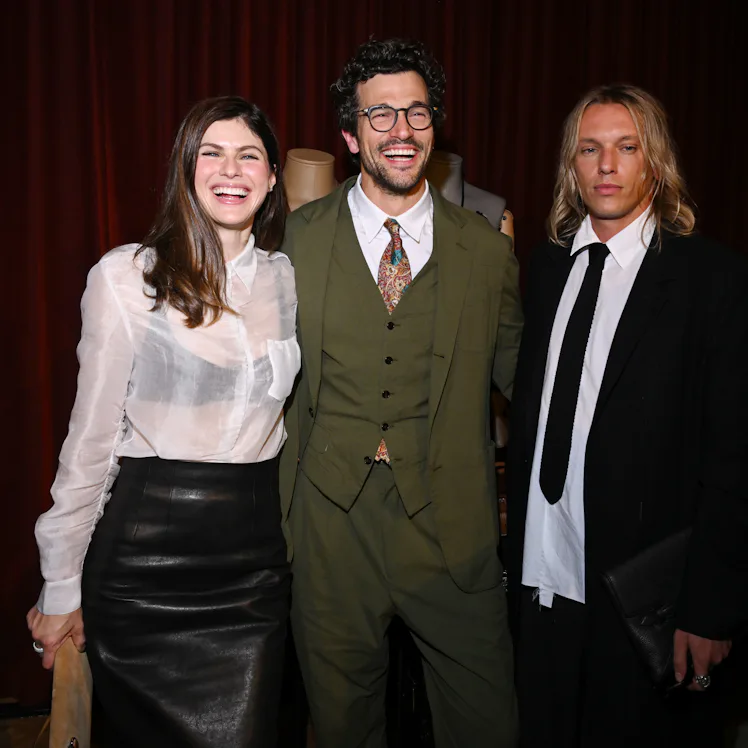 Alexandra Daddario, Paul Anthony Kelly and Jamie Campbell Bower at the Montblanc 100 Years of Leathe...