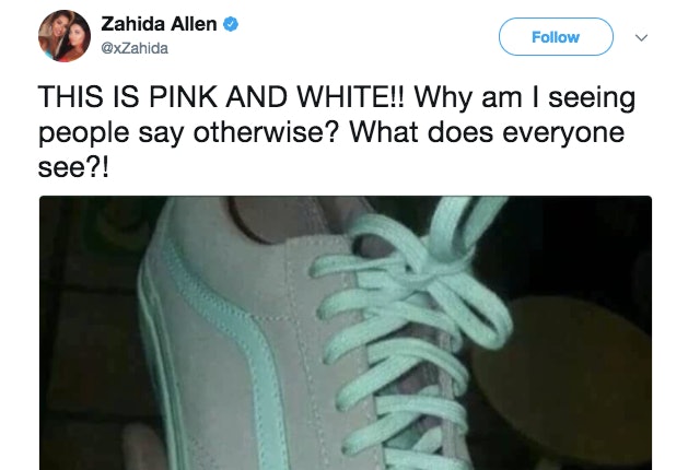 pink and white vans or blue and grey