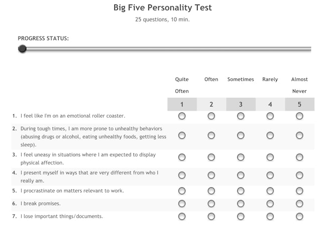 personality test assignment