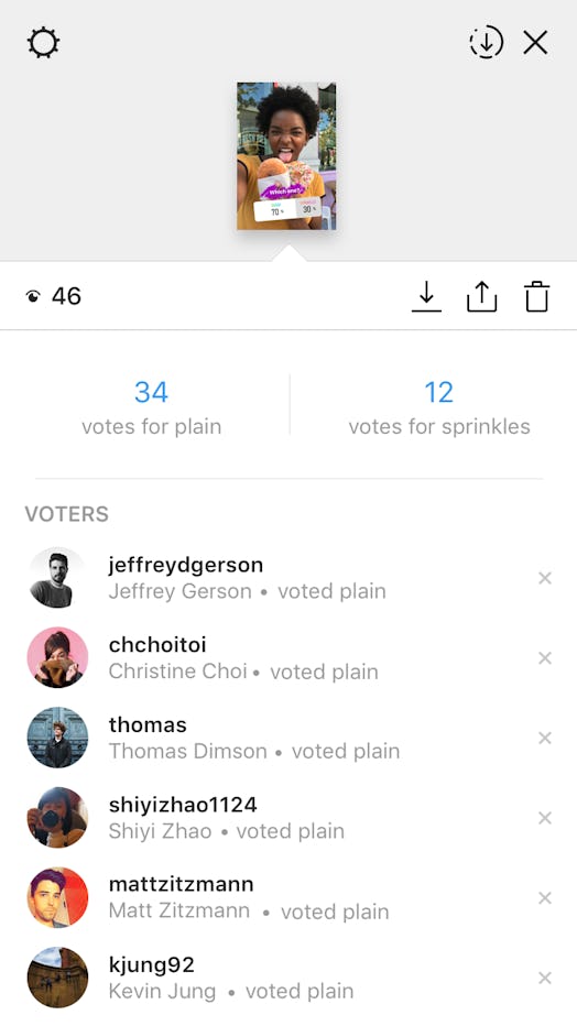 Once you create your Instagram Story poll, you can quickly see who voted for which option. 