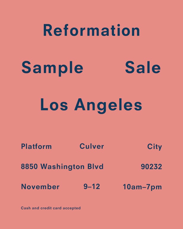 Reformation Sample Sale Culver City Reformation Sample Sale Culver City