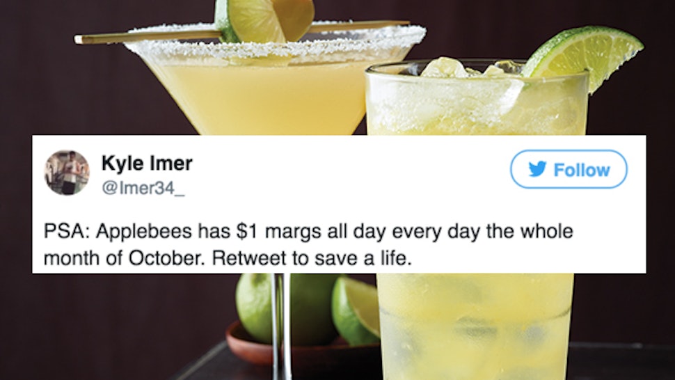 Applebee's One Dollar Margarita Deal Goes On For All Of ... Applebee's One Dollar Margarita Deal Goes On For All Of ...