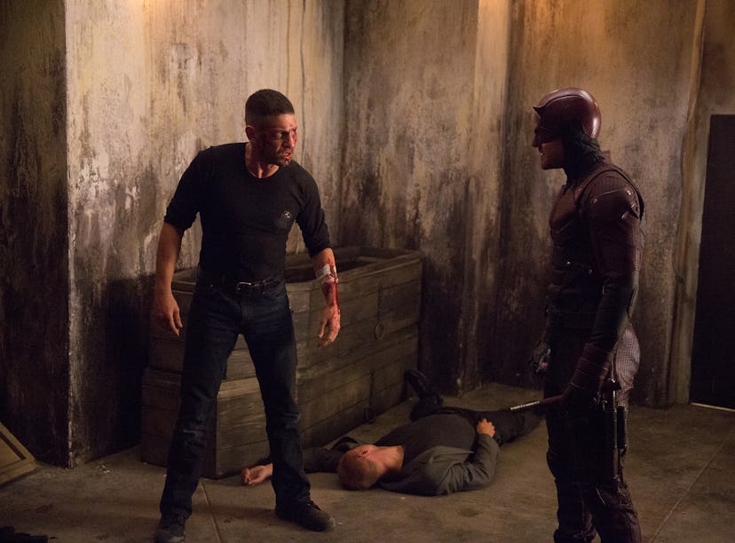 Charlie Cox as Matt Murdock / Daredevil faces off with Jon Bernthal as Frank Castle / Punisher
