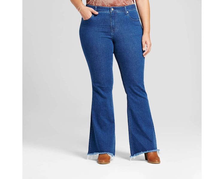 Ava & Viv Plus Size Flare Jeans with Raw Hem