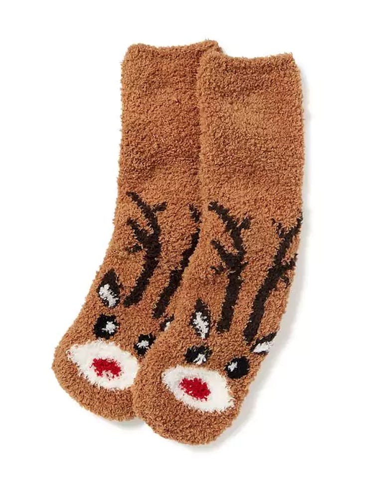 Chenille Reindeer Socks