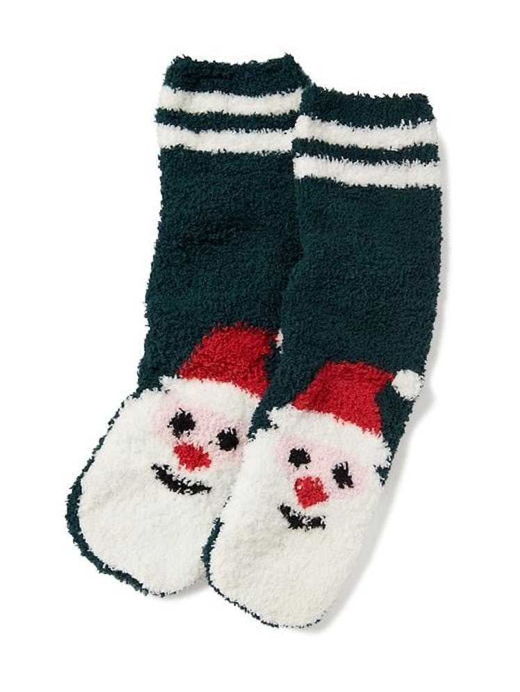 Chenille Santa Socks