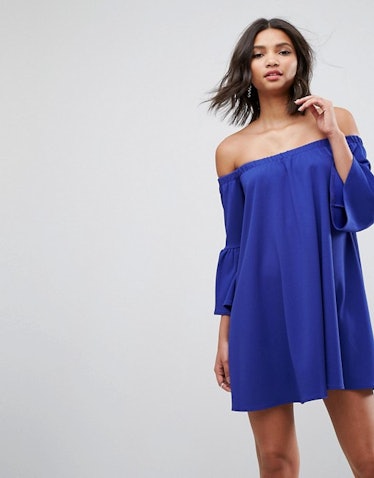 Off Shoulder Mini Dress with Bell Sleeve