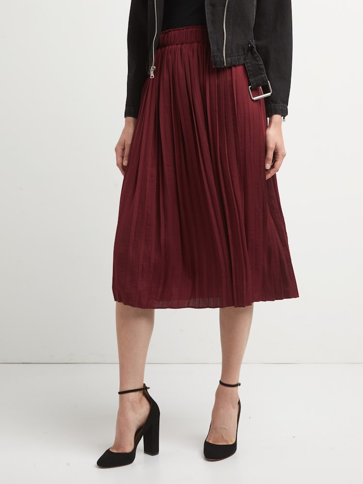 Pleated Midi Skirt in Red Delicious