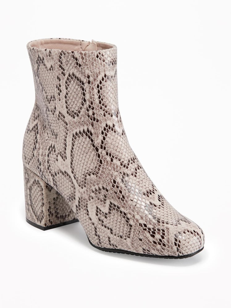 Snakeskin-Print Ankle Boots for Women