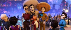 Ernesto De La Cruz with other characters from Pixar's Coco