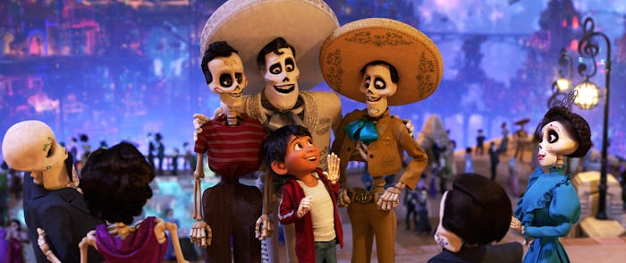 Ernesto De La Cruz with other characters from Pixar's Coco