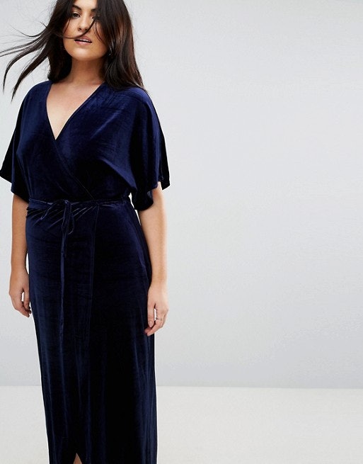 lane bryant blue velvet dress