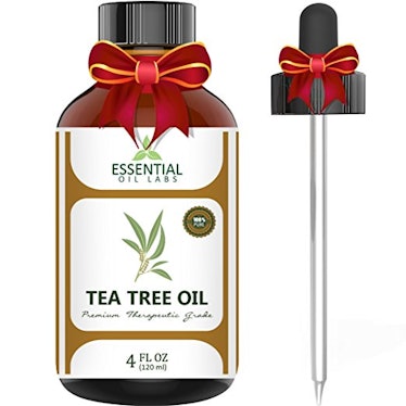 A bottle of Tea Tree Essential Oil
