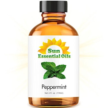 A bottle of 100% Pure Peppermint Essential Oil