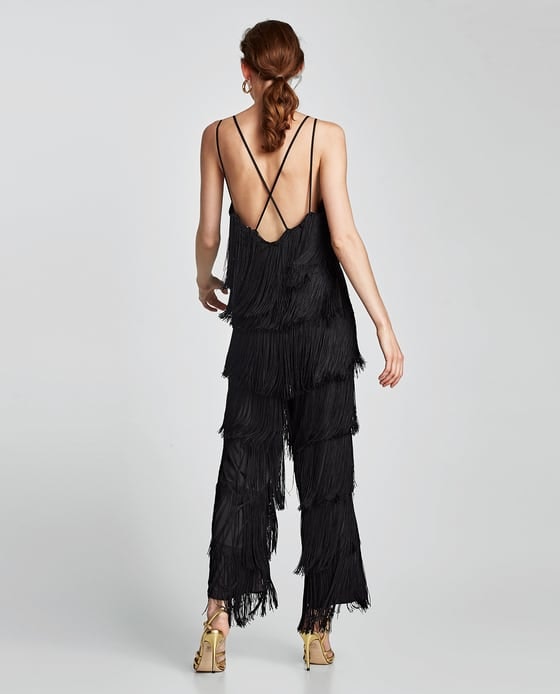 zara fringe jumpsuit