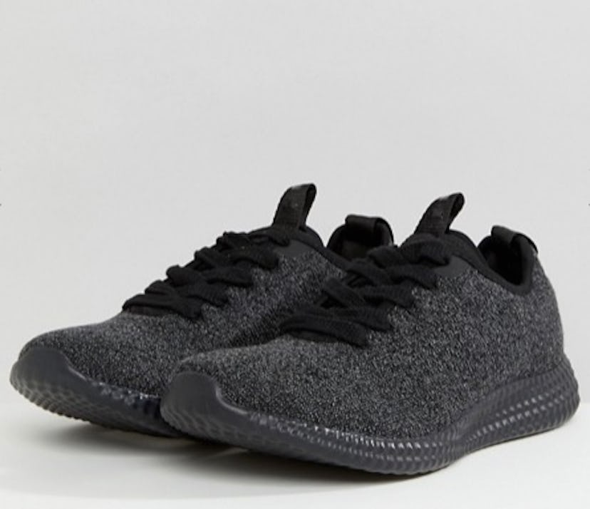 River Island Knitted Sneakers In Black