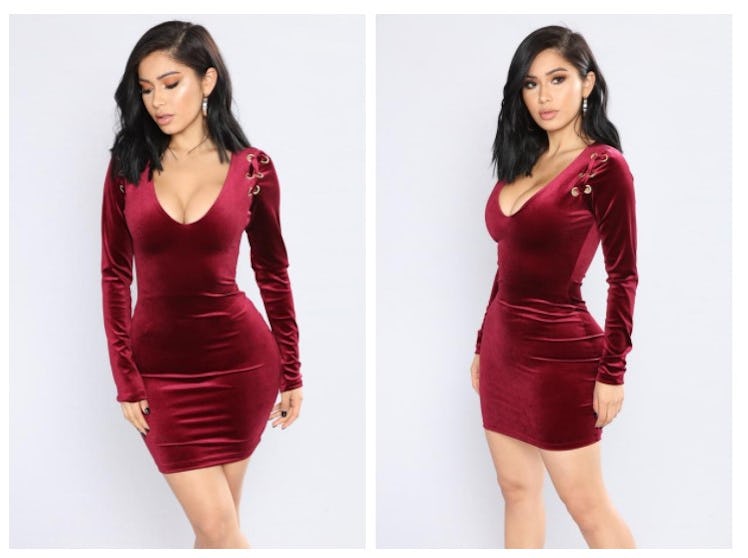 Filled With Beauty Velvet Dress - Burgundy