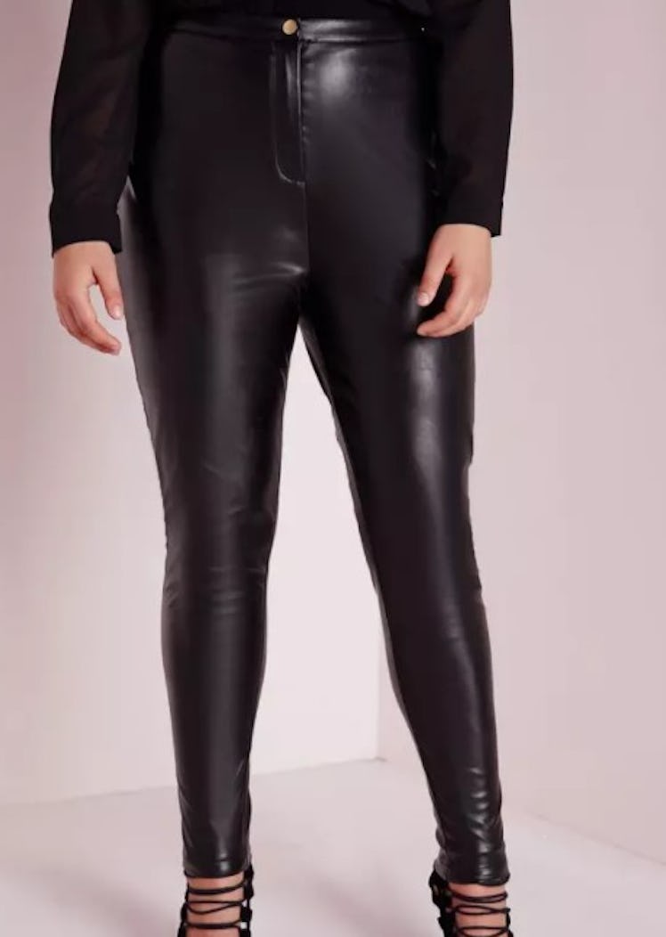 Plus Size Faux Leather Pants - Black