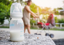 Donated breast milk in a baby bottle