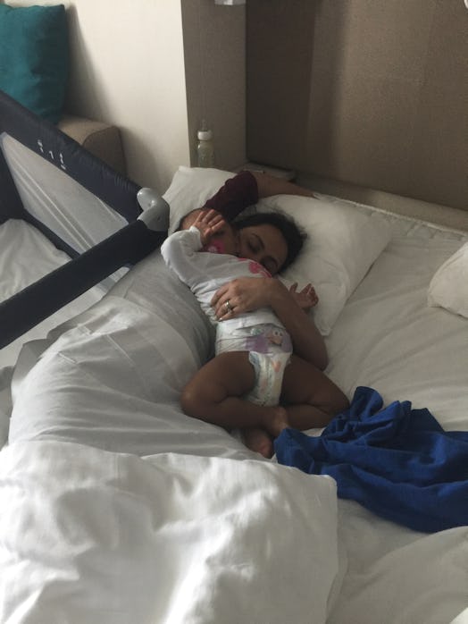 Yasmine Singh and her baby sleeping in bed