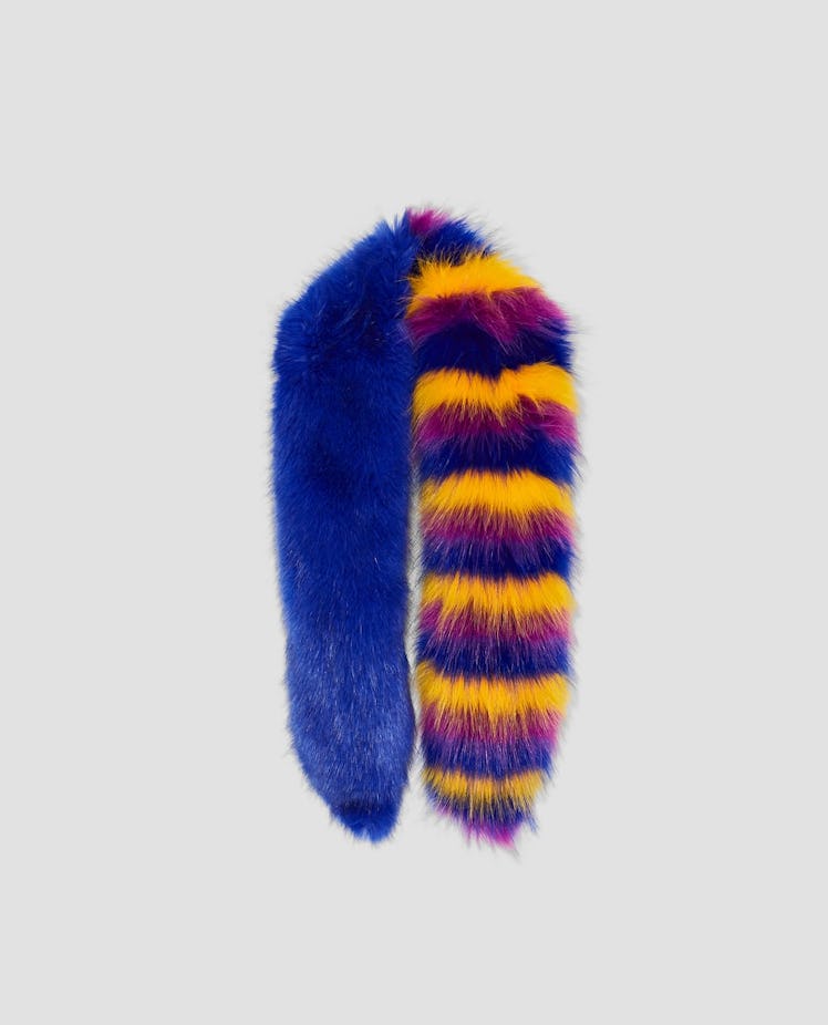 Faux Fur Stole With Multicolored Stripes