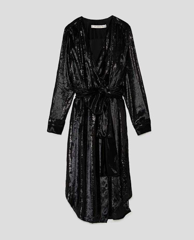 Shimmery Jacquard Crossover Dress
