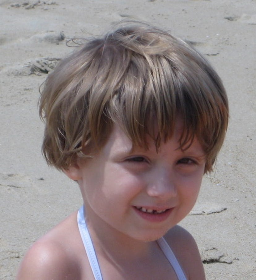 A close shot of Michele Gay’s daughter on the beach.