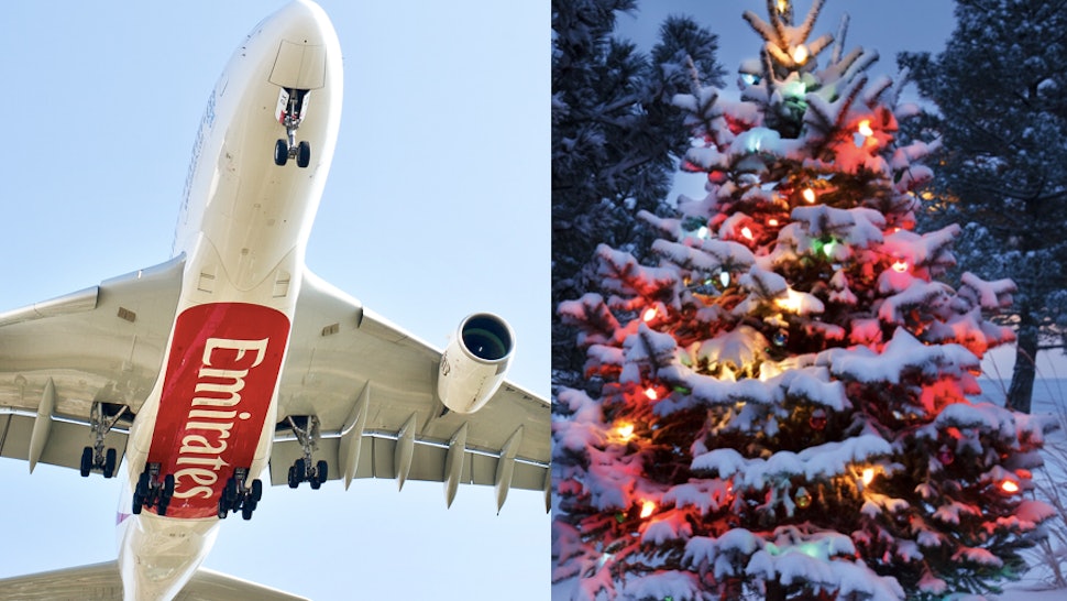Santa claus flying caught sleigh camera york reindeer tape his christmas eve An Airplane Drew A Christmas Tree In The Sky During A Test Flight & It