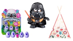 Floral teepee play tent, Stars Wars Mr. Potato Head Darth Vader, and Hatchimals colleggtibles 