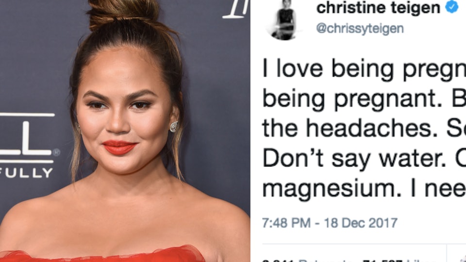 Chrissy Teigen Tweets For Advice About Pregnancy Headaches The Internet Gave Her Plenty Of Answers